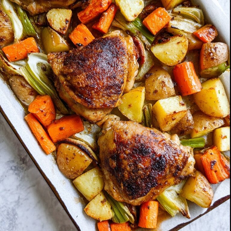 Crispy Roasted Chicken Thighs With Veggies Recipe