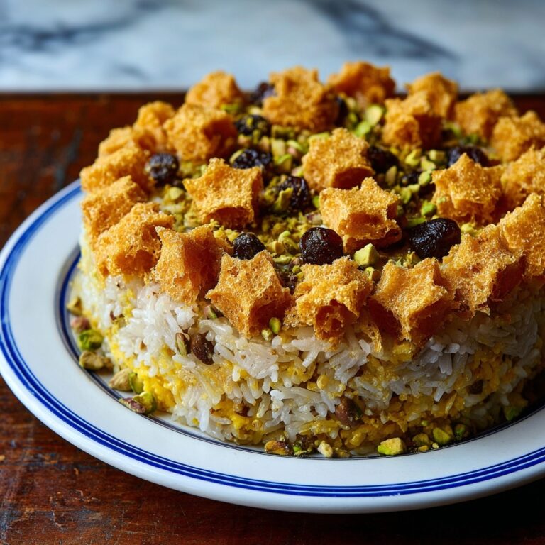 Crispy Persian Tahdig with Dried Cherries, Orange Zest, and Pistachios Recipe