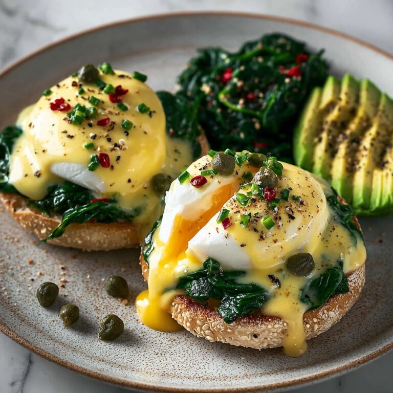 Eggs Benedict with Spinach, Avocado, and Capers Recipe