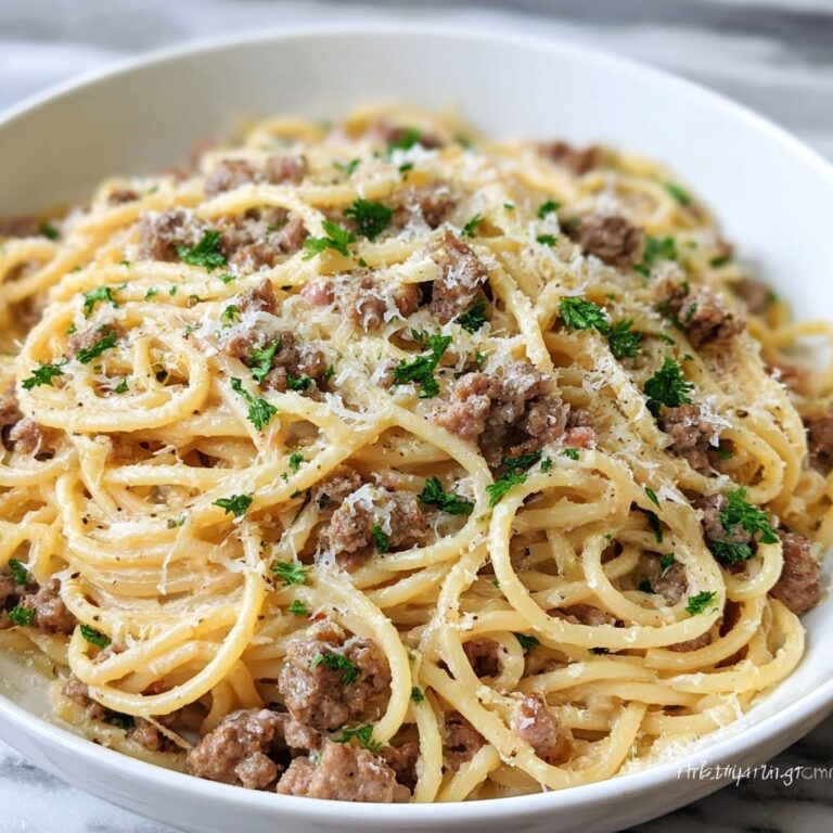 Cajun Beef Spaghetti in Creamy Three-Cheese Parmesan Sauce Recipe