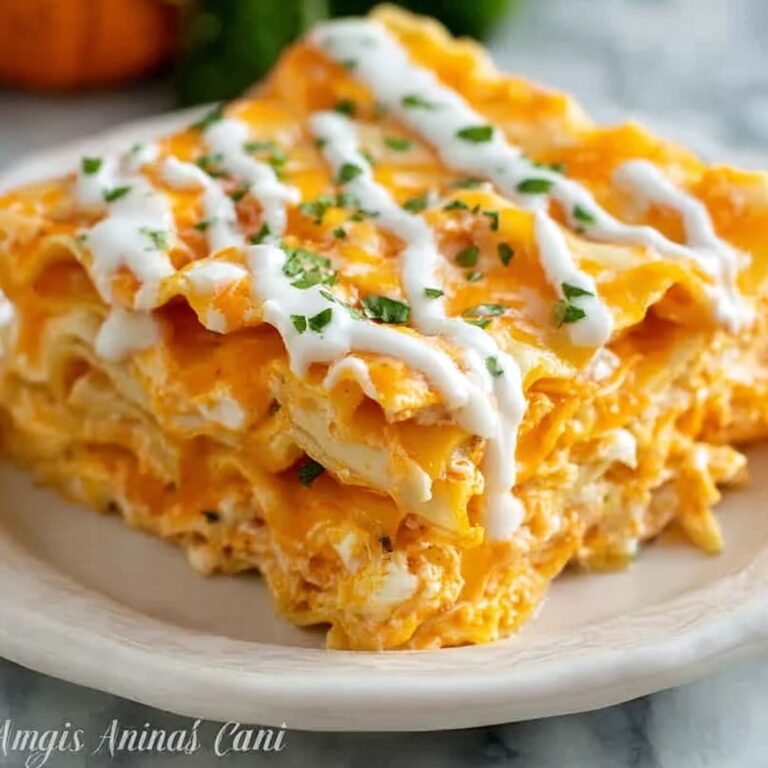 Cheesy Buffalo Chicken Lasagna with Ranch Drizzle Recipe