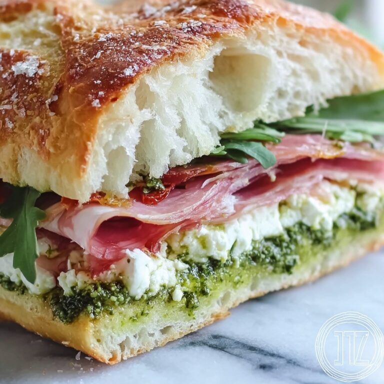 Italian Focaccia Sandwich with Burrata, Prosciutto, and Salami Recipe