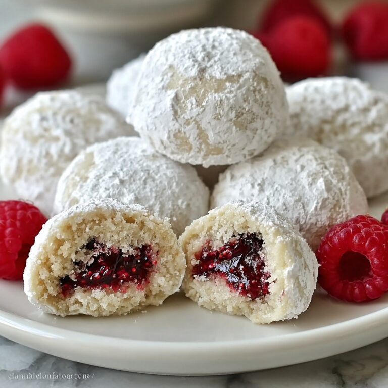 Raspberry Filled Almond Snowball Cookies Recipe