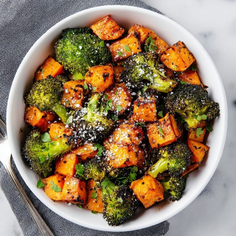 Roasted Broccoli and Sweet Potatoes with Parmesan, Lemon Zest, and Herbs Recipe