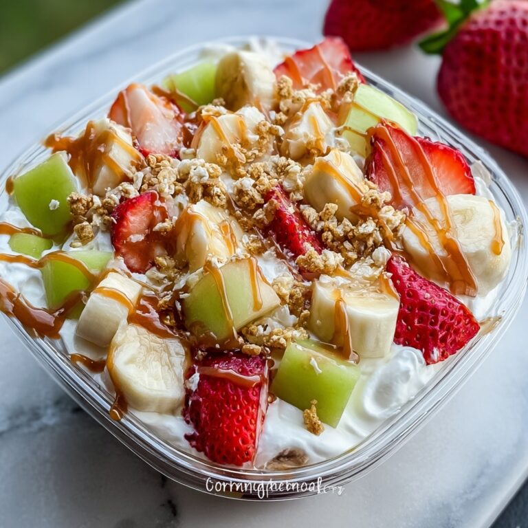 Cheesecake Fruit Salad with Caramel Drizzle Recipe